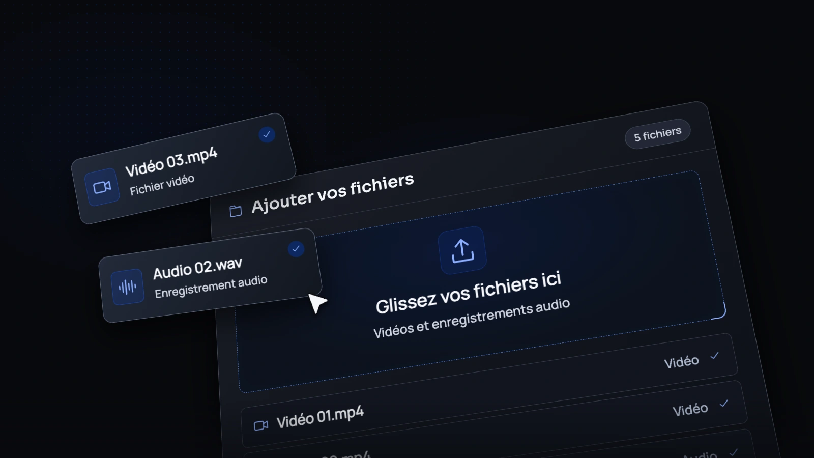 Fenêtre d’import des fichiers dans Motion Lab.